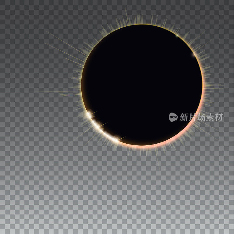 Light rays on black backdrop, abstract transparent background with glowing light effect full sun eclipse. The planet covering the Sun eclipse. Template for your cover, poster and cards